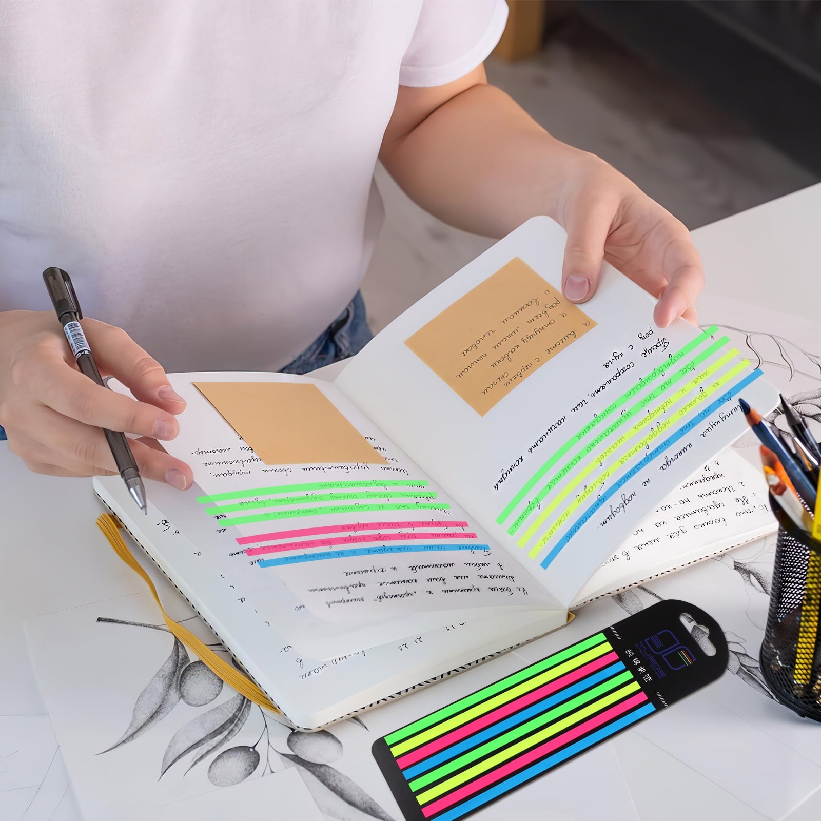 3 Boxes of Highlighter Tapes Fluorescence Highlight Strips Sticky Long Page Markers Tabs Study Supplies