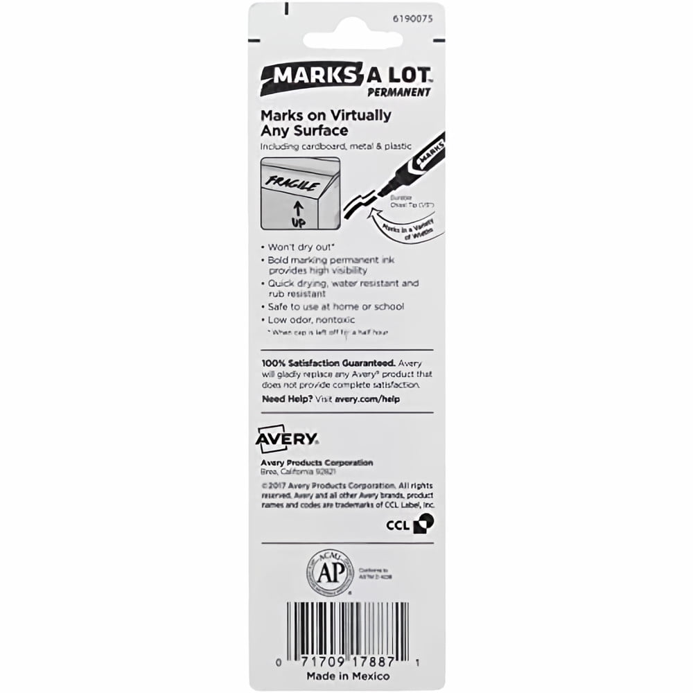 Avery Marks-A-Lot Chisel Point Permanent Ink Marker (Pack of 6)