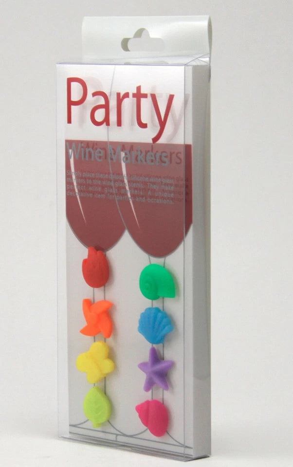 8-Pack Colorful Silicone Rubber Wine Glass Stem Marker Markers Party Dinner