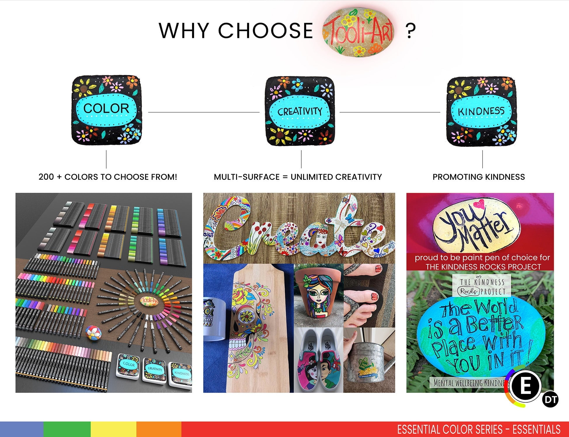 Tooli-Art Acrylic Paint Pens Assorted Multicolor Vibrant Markers with Double Sided Extra Fine And Medium Tip Marker Set of 18