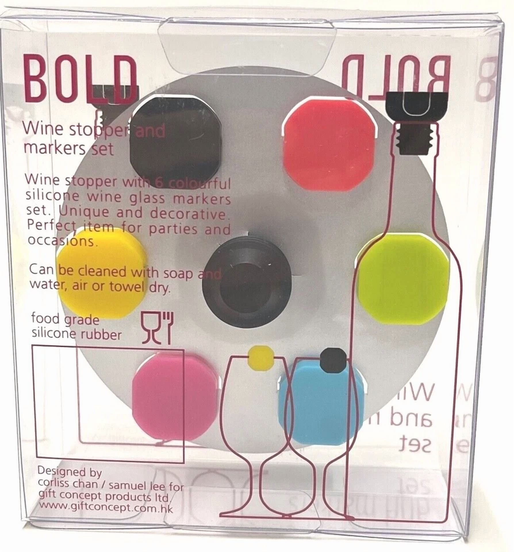 6-Pack Bold Colorful Silicone Wine Glass Marker Markers Bottle Stopper Dinner