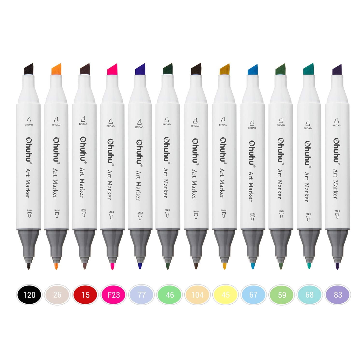 Ohuhu Highlighter with a Bag, Fine, Broad, Twin Tip Point, Assorted, 30 Count