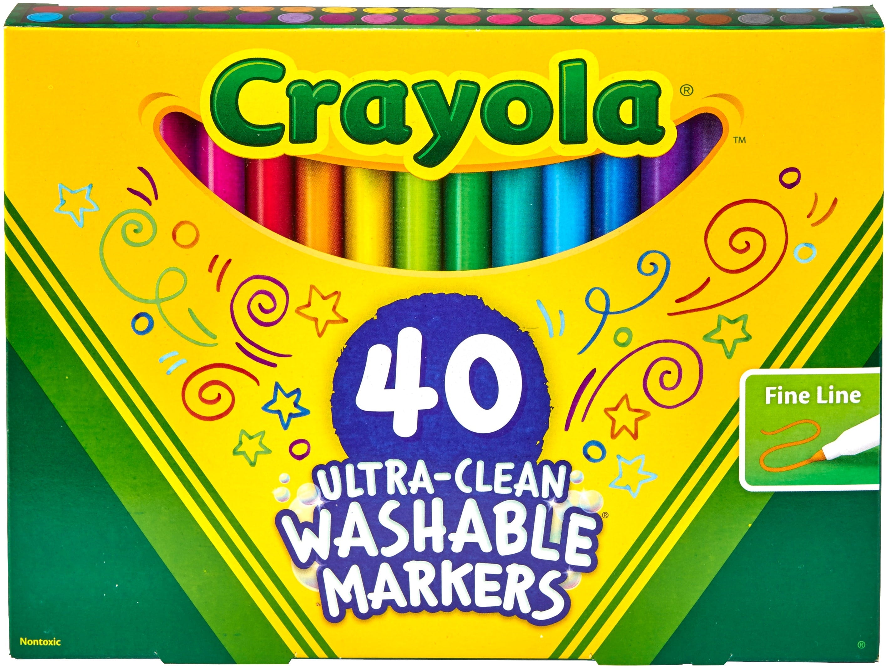 CrayolaUltra-Clean Washable Classic Markers, Fine Point - Classic Colors, 40 per Set