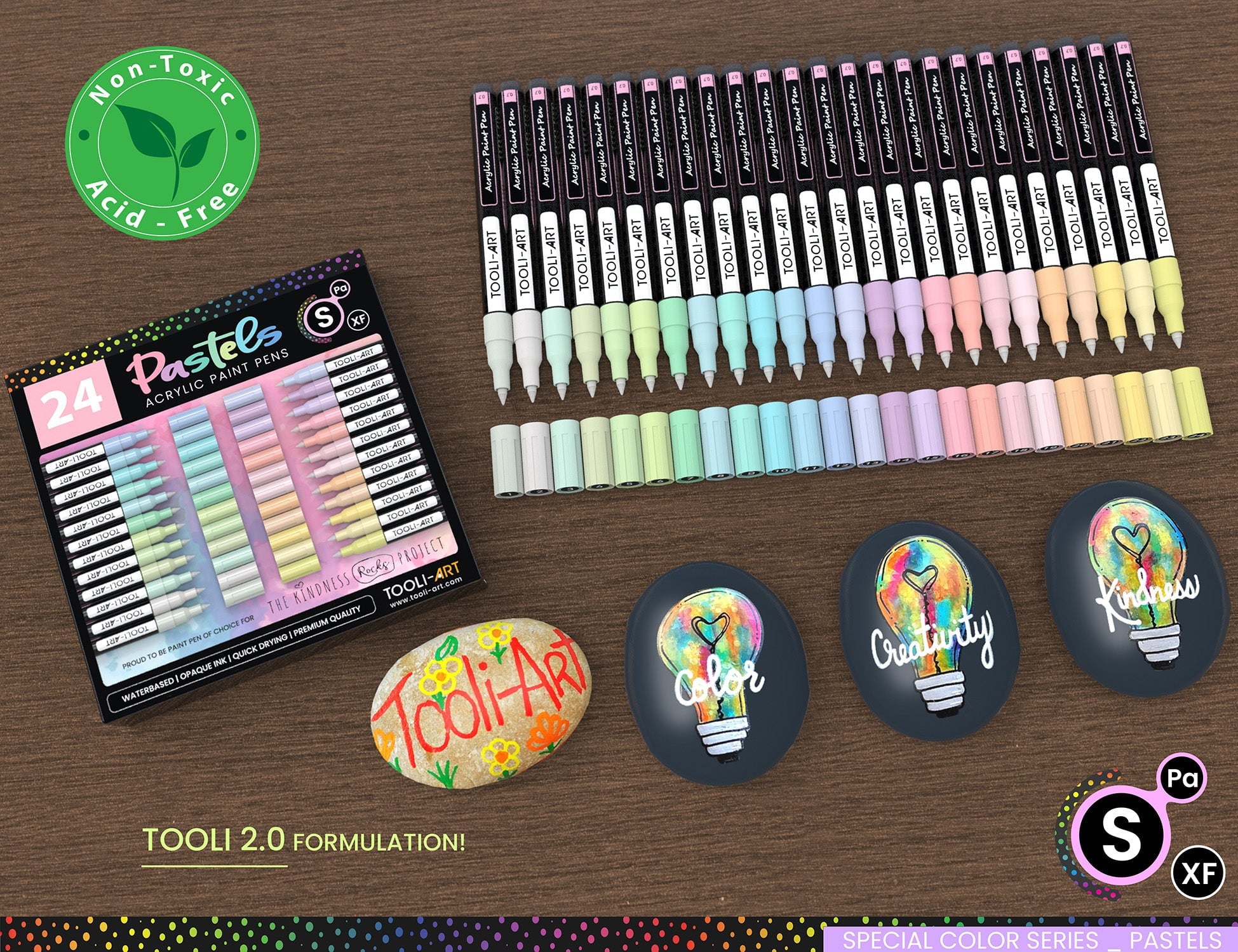 Tooli-Art Pastel Acrylic Paint Pens Multicolor Special Color Series Marker Set with 0.7mm Extra Fine Tip Set of 24