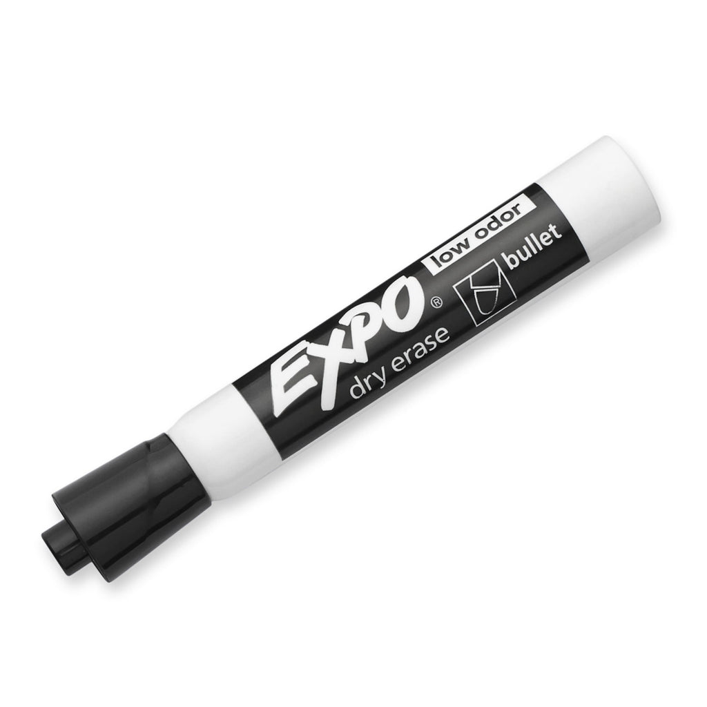 EXPO Low Odor Dry Erase Marker, Bullet Tip, Black, Dozen