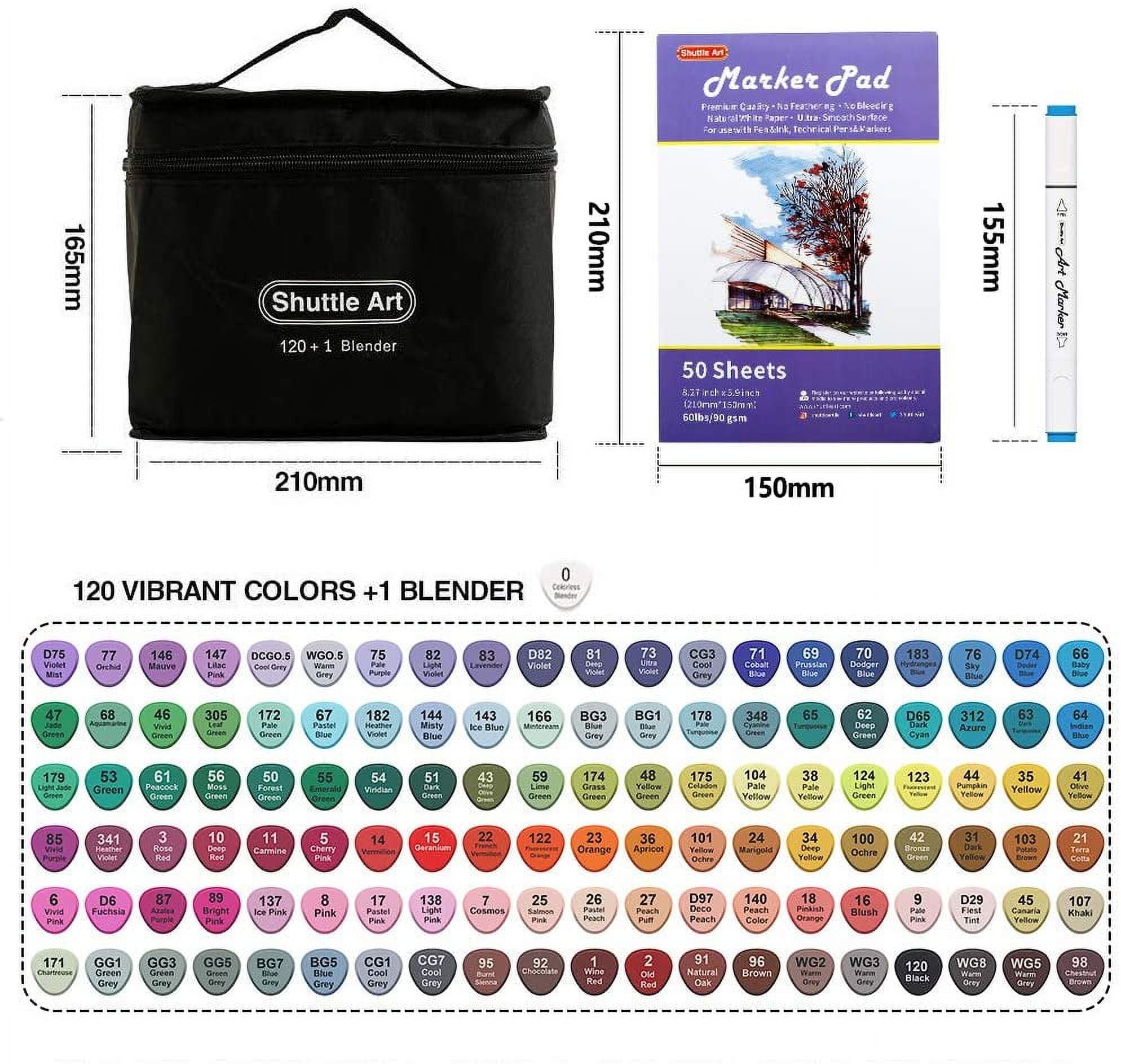 Shuttle Art Non-Toxic Art Markers, Broad-Point, Multicolor, 121 Count Pack