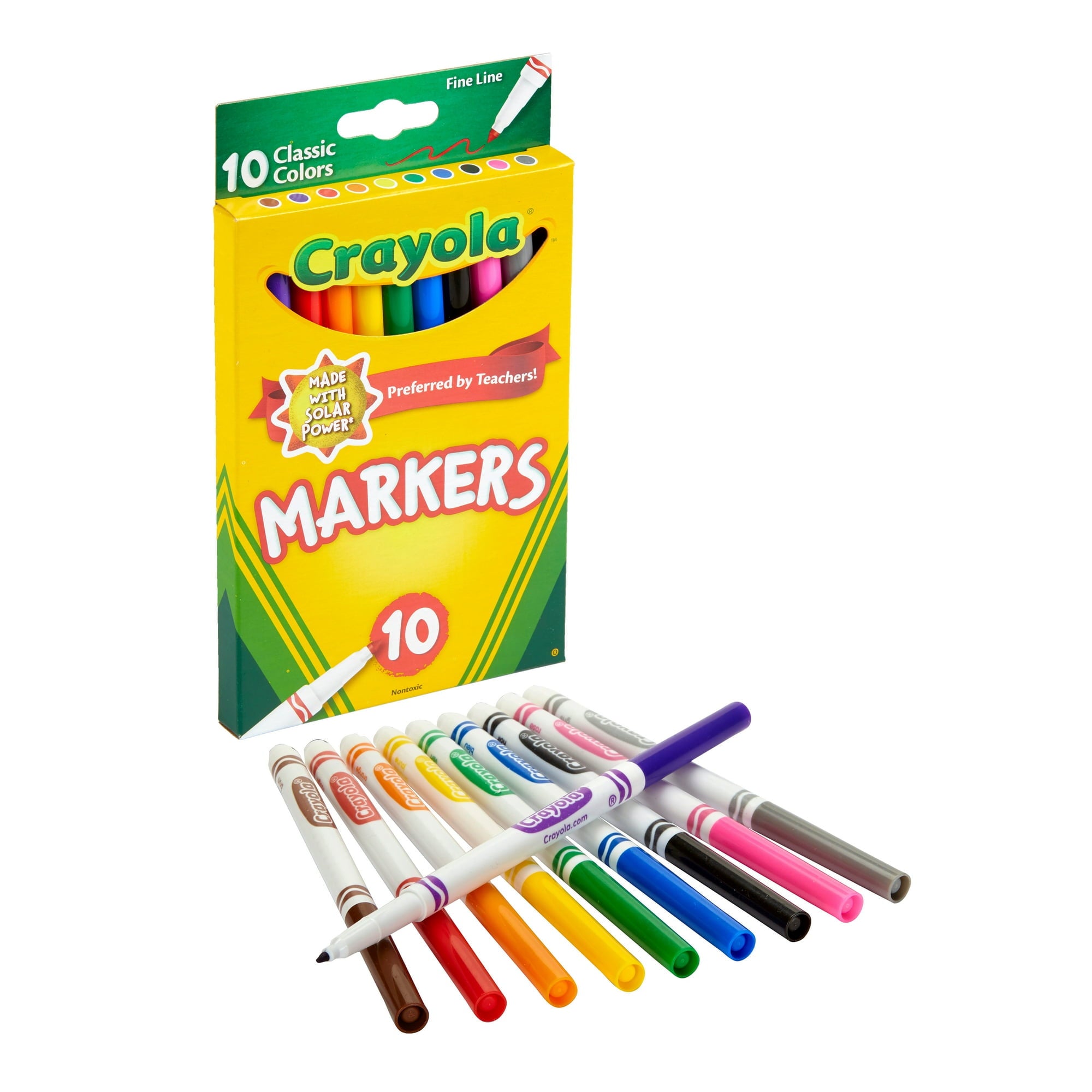 Crayola Line Markers, Fine Point, Assorted Colors, 10 Count