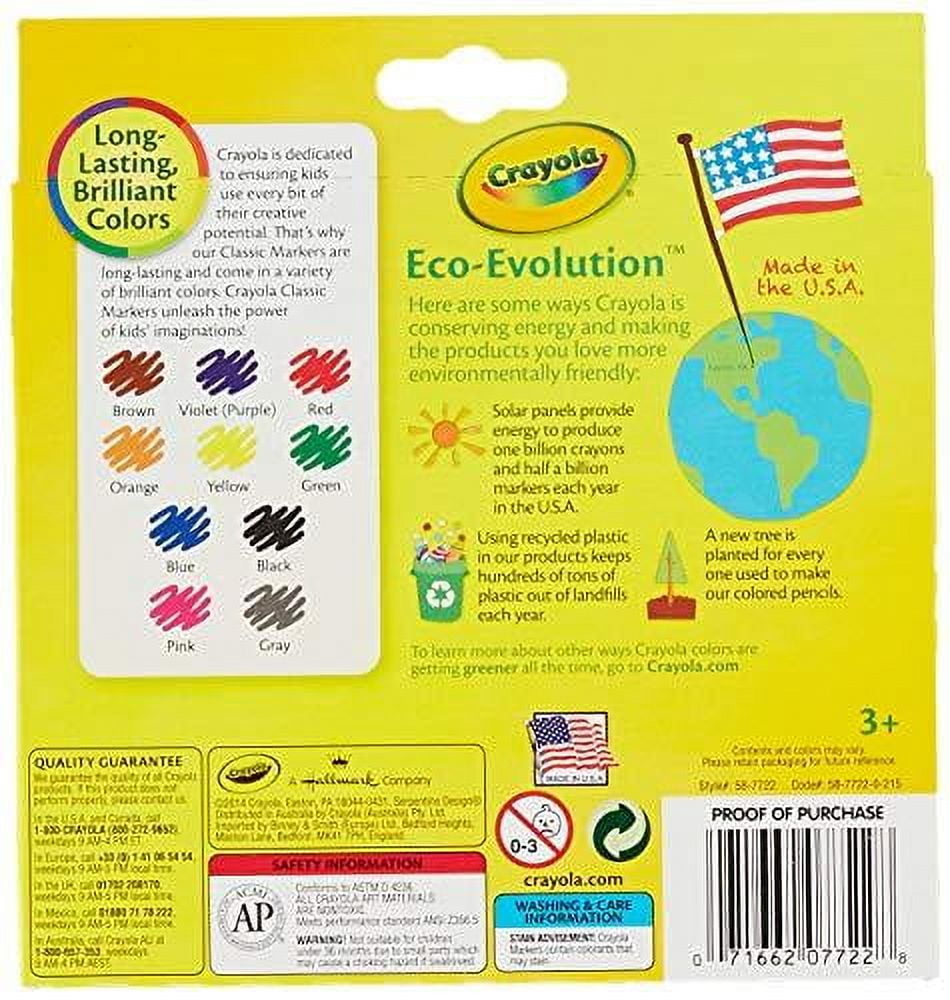 Crayola Classic Colors Broad Line Markers,10 Count ( Case of 24 )