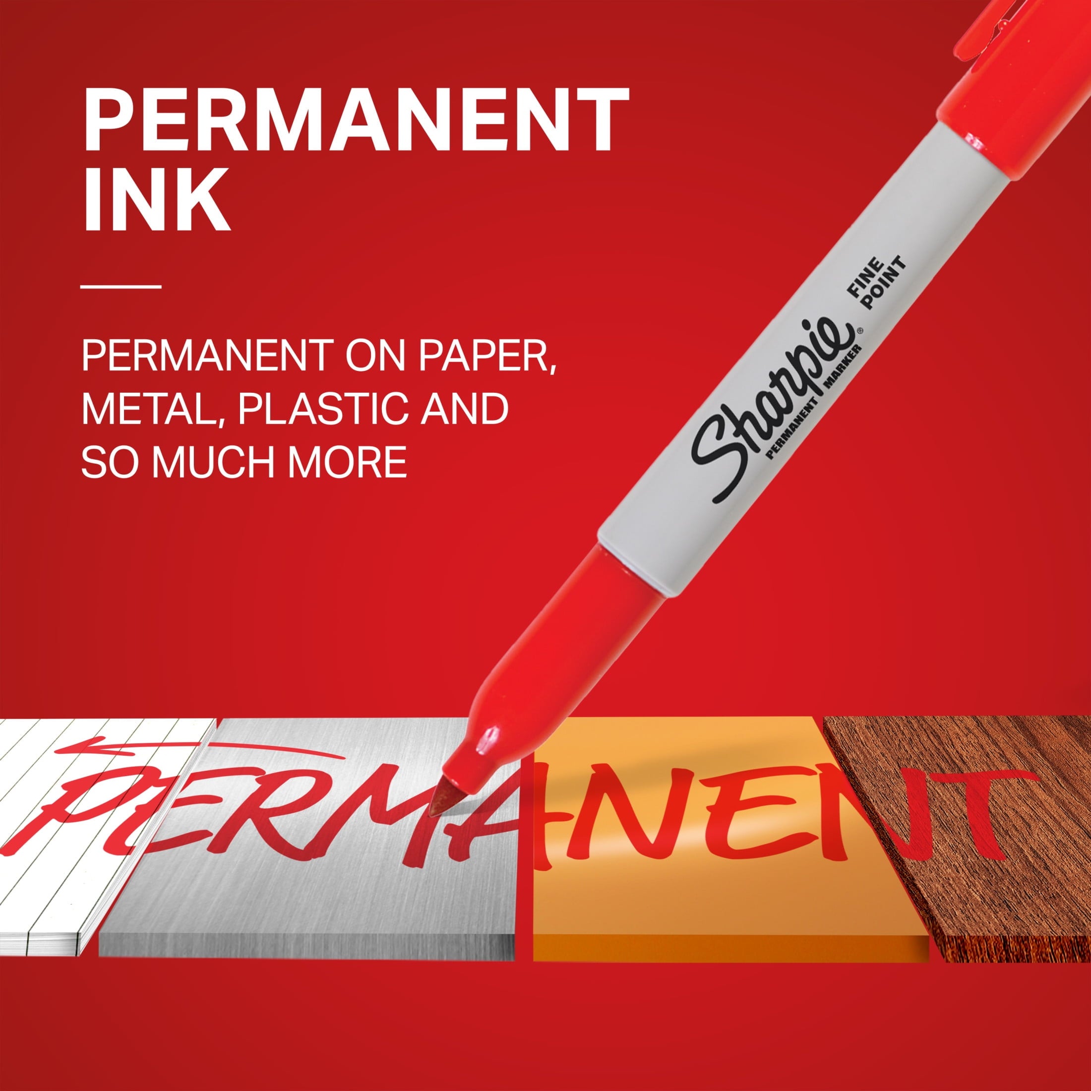 Sharpie Permanent Markers, Fine Point, Red, 36 Count
