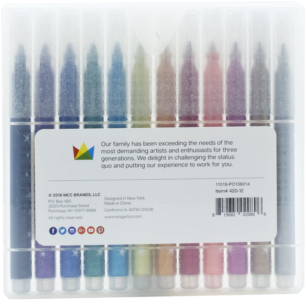 KINGART™ STUDIO Glitter Markers, Set of 12