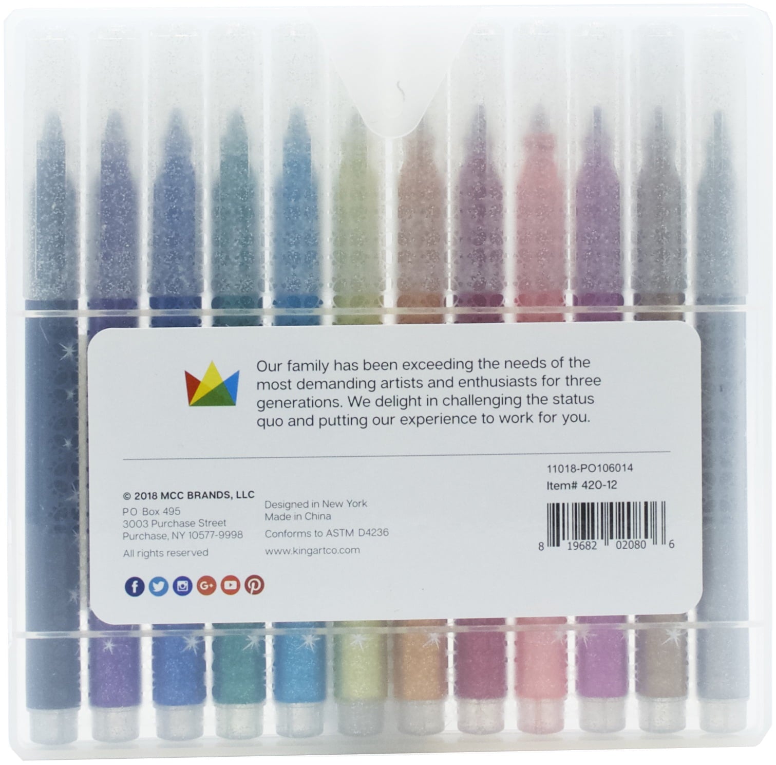 KINGART™ STUDIO Glitter Markers, Set of 12