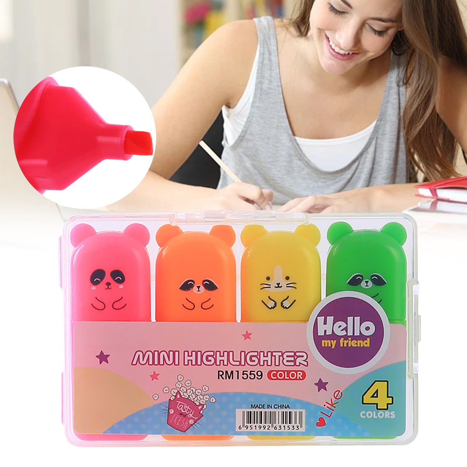 Hot Sale! Plertrvy Color Highlighter 4 Colors Available Color Marker Pen Set 10ml Highlighters Assorted Colors Pack Of Highlighters1ml, Punctuation Cartoon Highlighter, Office Product