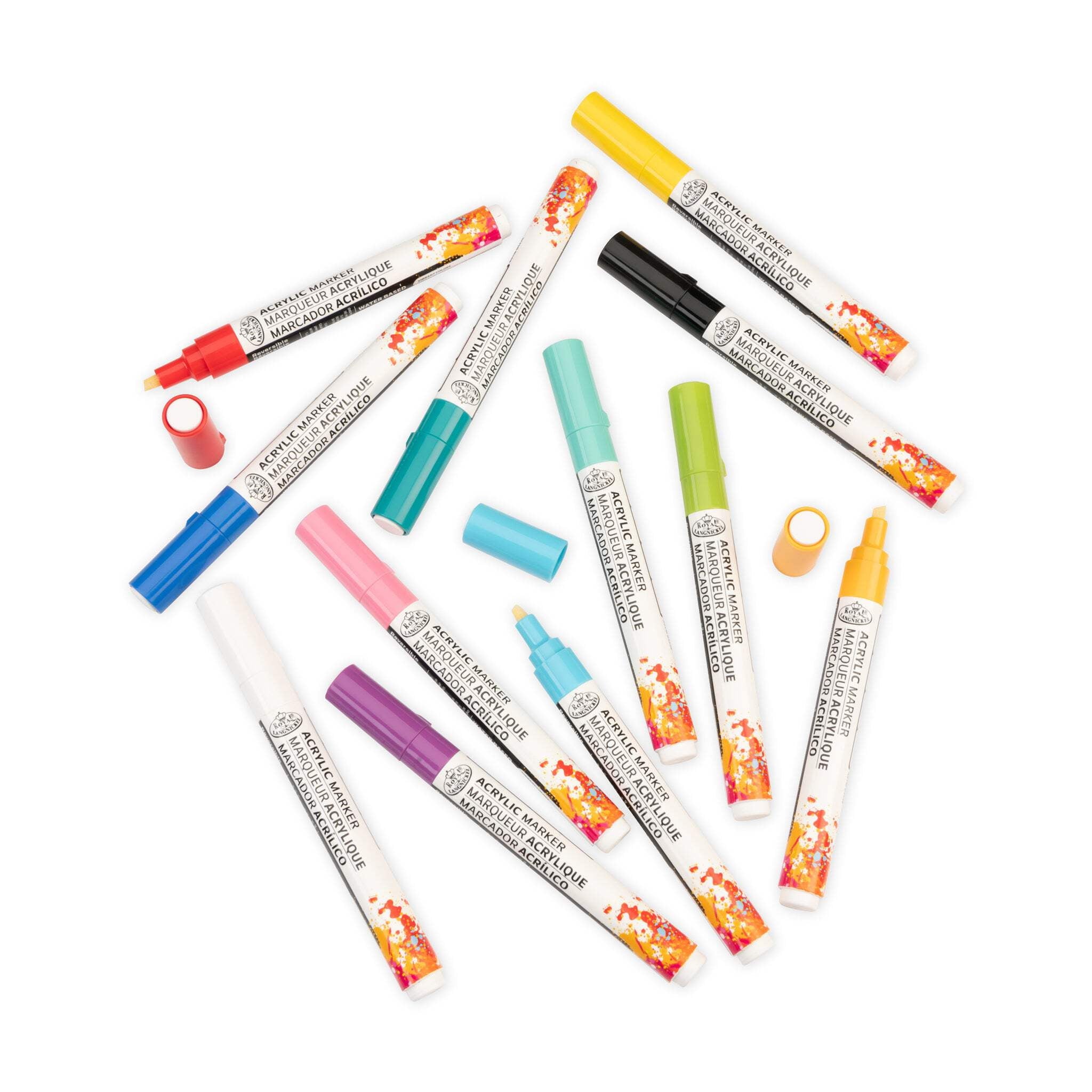 Royal & Langnickel 12PC Acrylic 2.0 mm Reversible Tip Primary Markers