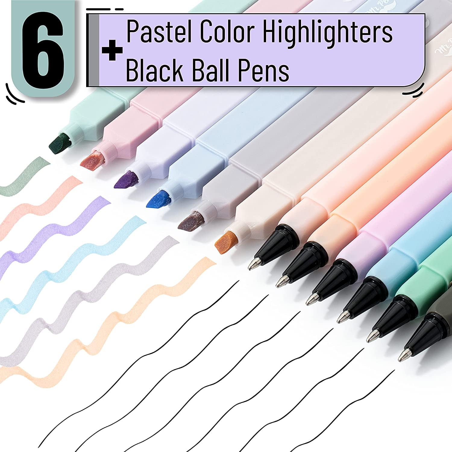 Mr. Pen- Aesthetic Highlighters and Pens No Bleed, 12 Pack, Pastel Color Bible Highlighters No Bleed
