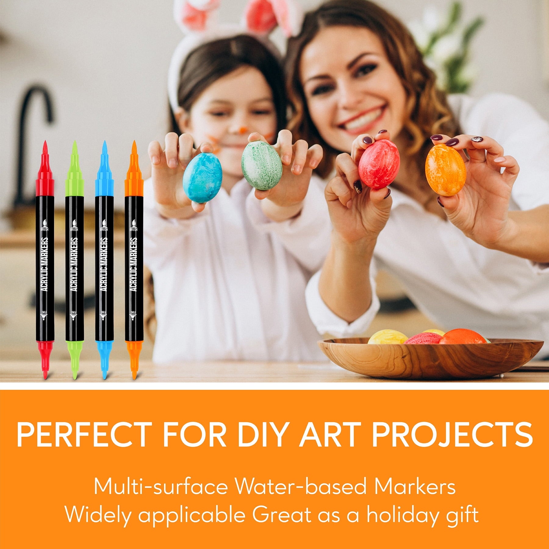 Pagather Acrylic Paint Art Markers, Fine and Brush Point, Assorted Colors, 24 Counts