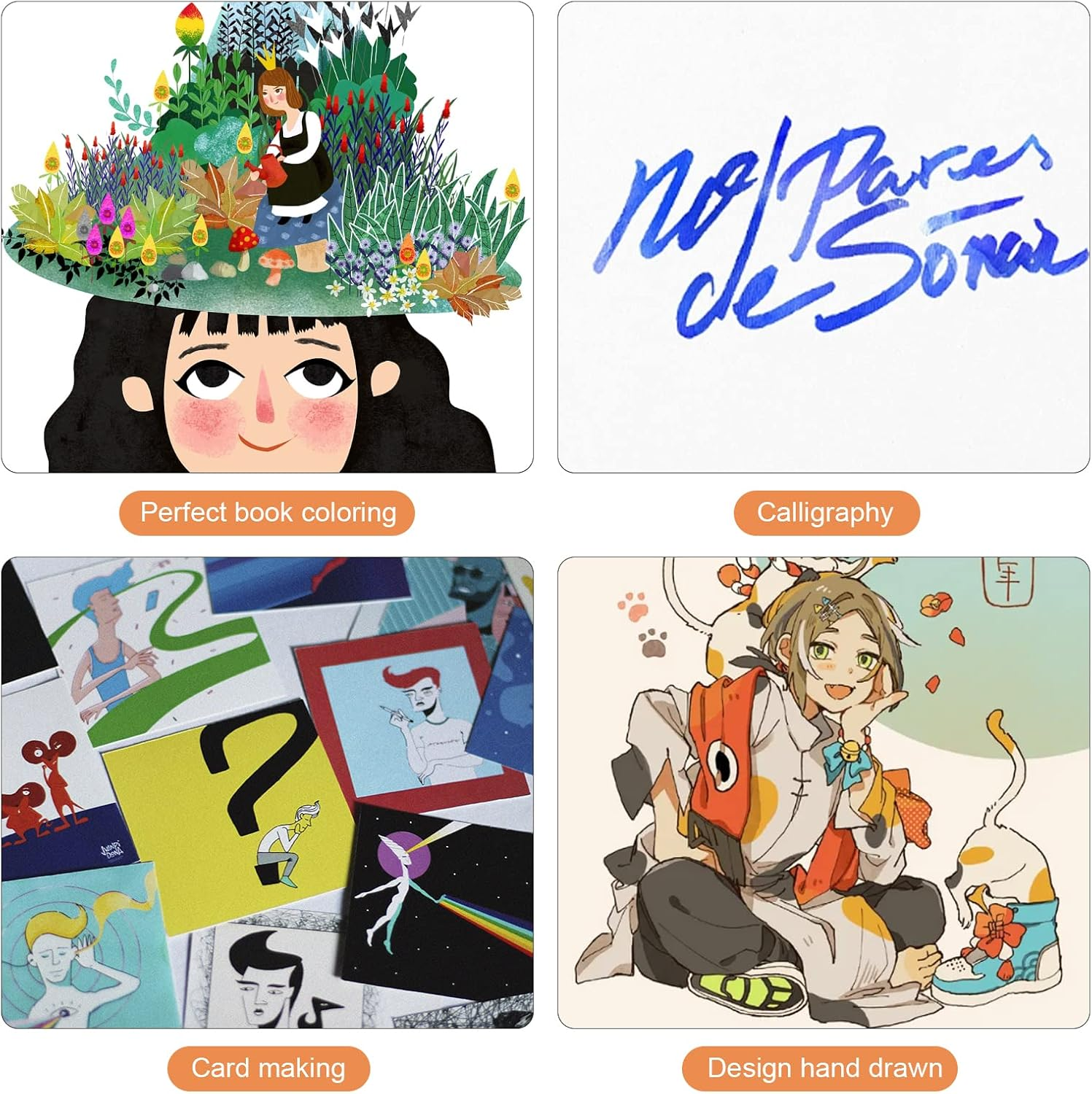 ASOVNXF Dual Coloring Markers Brush Pens, 100 Fine Point Art Markers,Coloring Markers for Adults Coloring Books No Bleeding, for Adult Book Cards Drawing Craft Kit Teacher Office Supplies