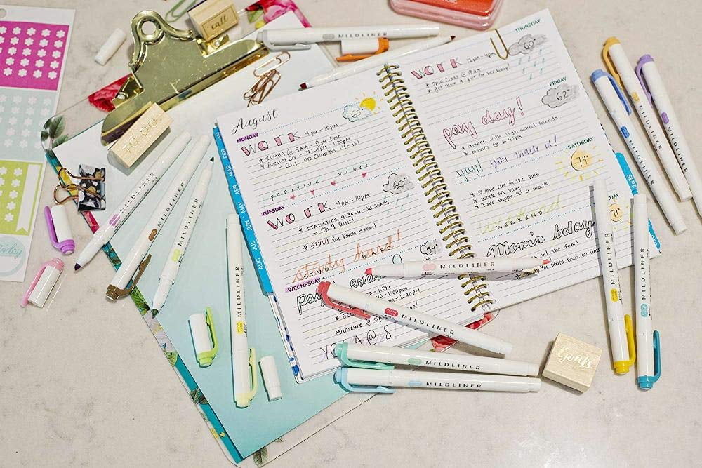 Zebra Mildliner Double-Ended Highlighter Set, 5-Colors, Soft