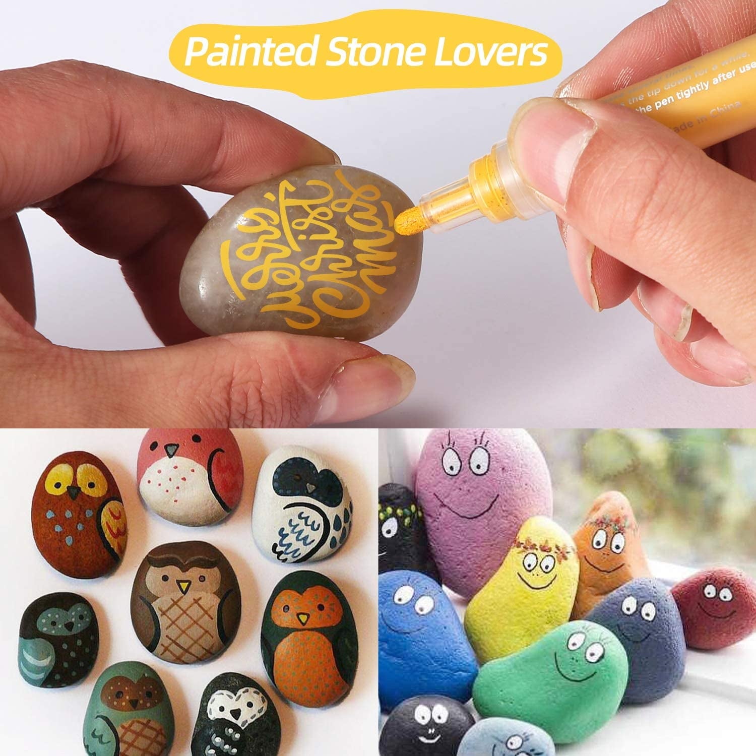 Acrylic Paint Pens Set, 12 Colors Acrylic Markers Kits for 2 to 3mm Painting, Quick Dry Acrylic Paint Markers for Rock Painting Wood Fabric Ceramic Porcelain Scrapbook, with Felt Pen Bag