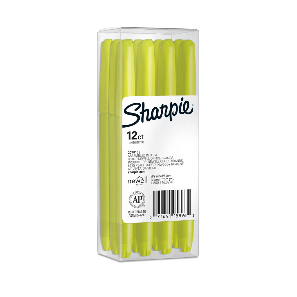 Sharpie® Pocket Style Highlighter, Fluorescent Yellow, 12 Count