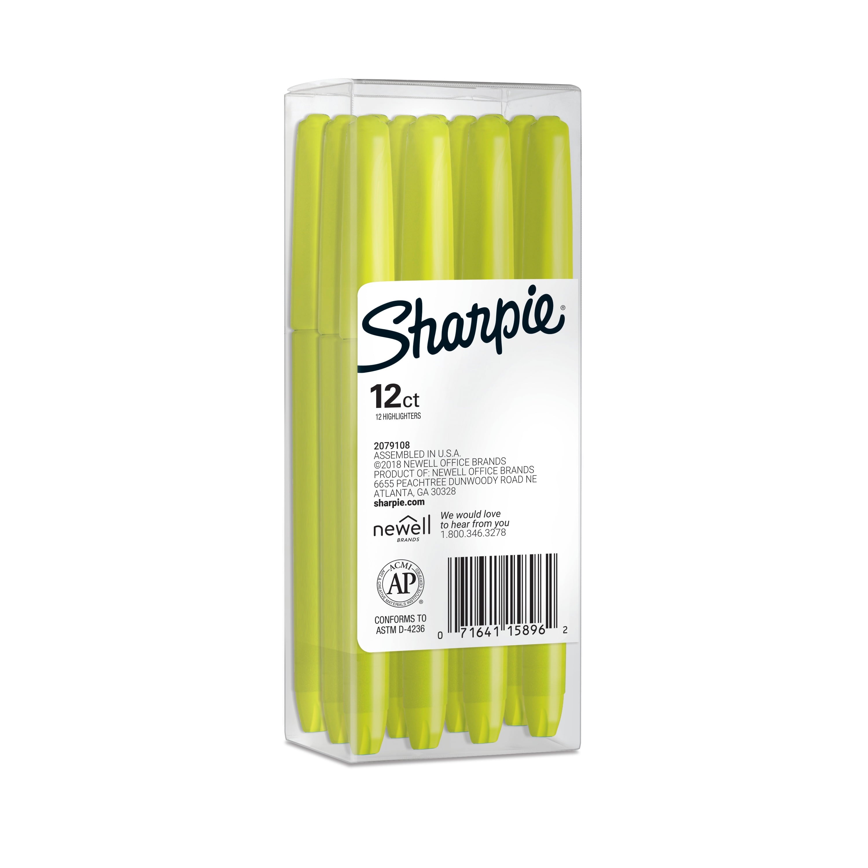 Sharpie® Pocket Style Highlighter, Fluorescent Yellow, 12 Count