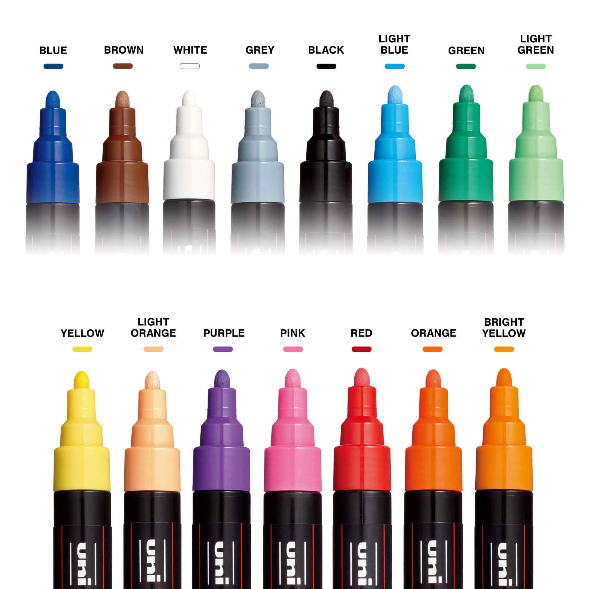 Uni POSCA PC-5M Water-Based Paint Markers, Reversible Medium Tip (1.8-2.5mm), Assorted Ink Colors, 15 Count
