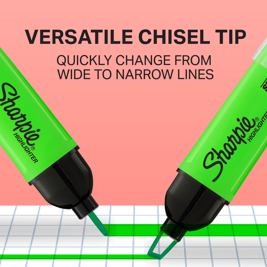 (4 pack) Sharpie Highlighter, Clear View Highlighter with See-Through Chisel Tip, Tank Highlighter, Assorted, 3 Count