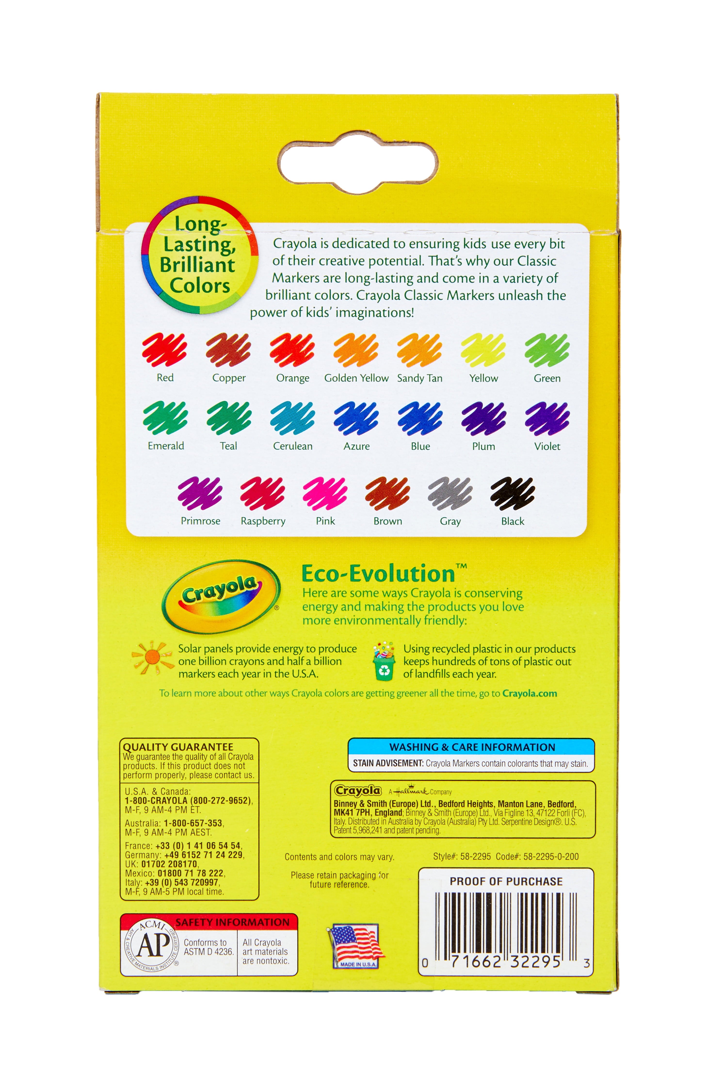 Crayola 20 Ct Fine Line Classic Markers, Classroom Supplies for Teachers, Back to School Supplies for Kids
