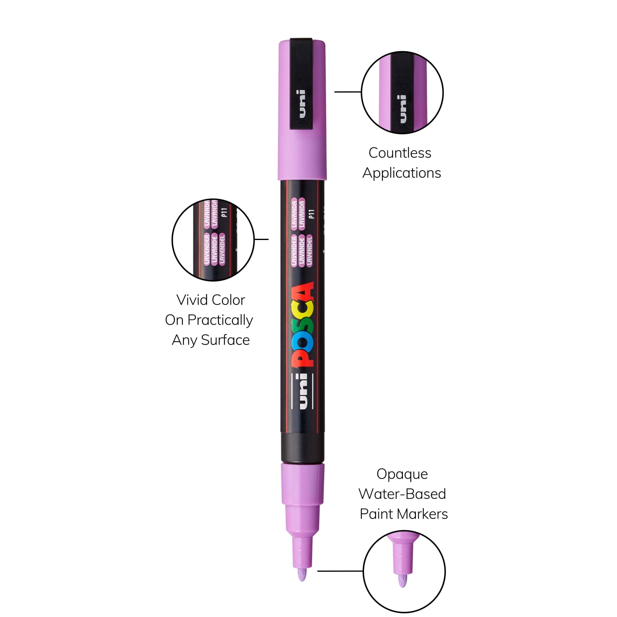 Uni POSCA PC-3M Water-Based Paint Markers, Reversible Fine Tip (0.9-1.3mm), Soft Ink Colors, 8 Count