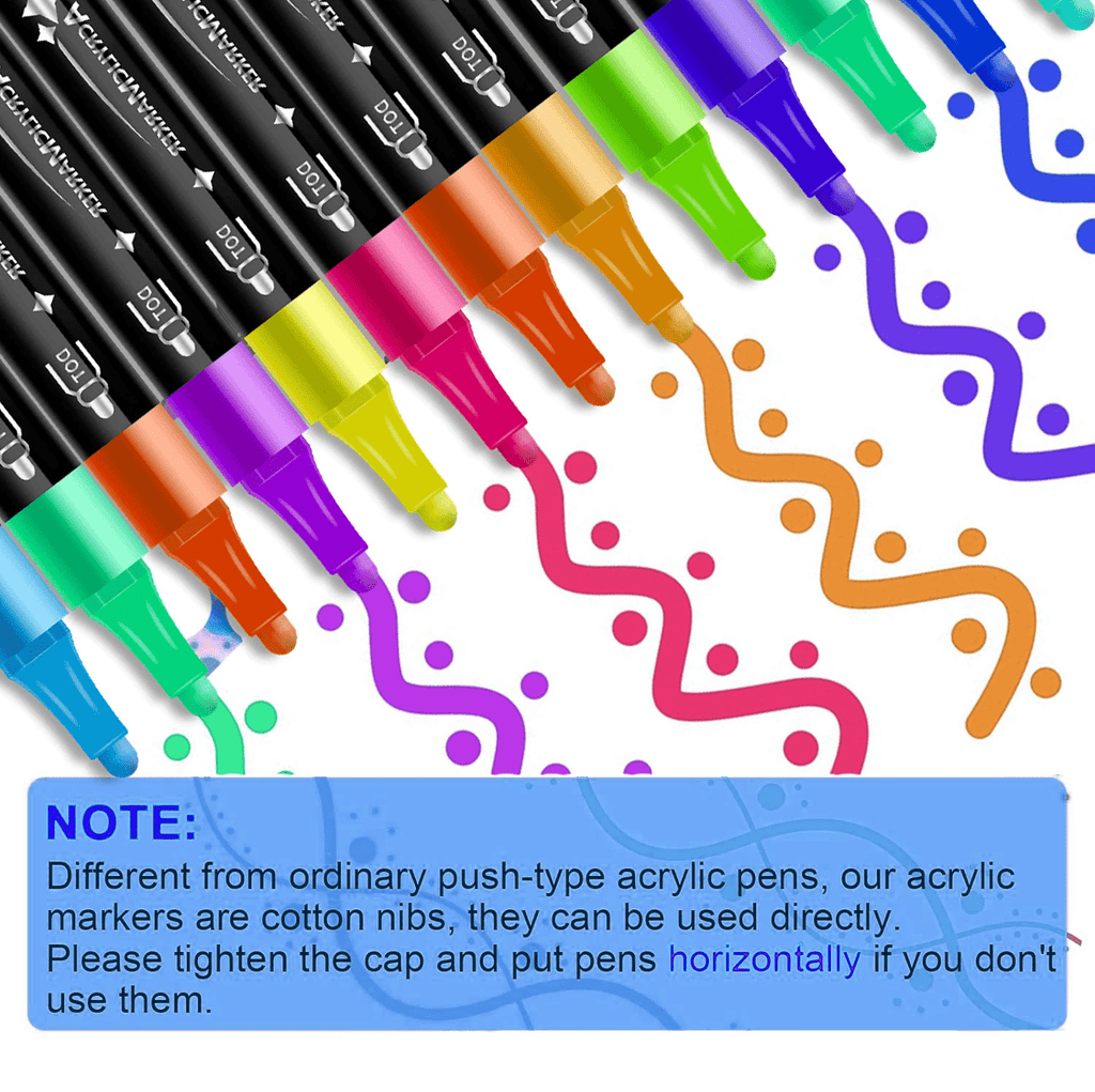 36 Count Acrylic Paint Markers Set with Dual Tip, Acrylic Paint Pens for Rock Painting, Ceramic, Wood, Canvas, Plastic, Glass, Stone, Calligraphy, Card Making, DIY Crafts