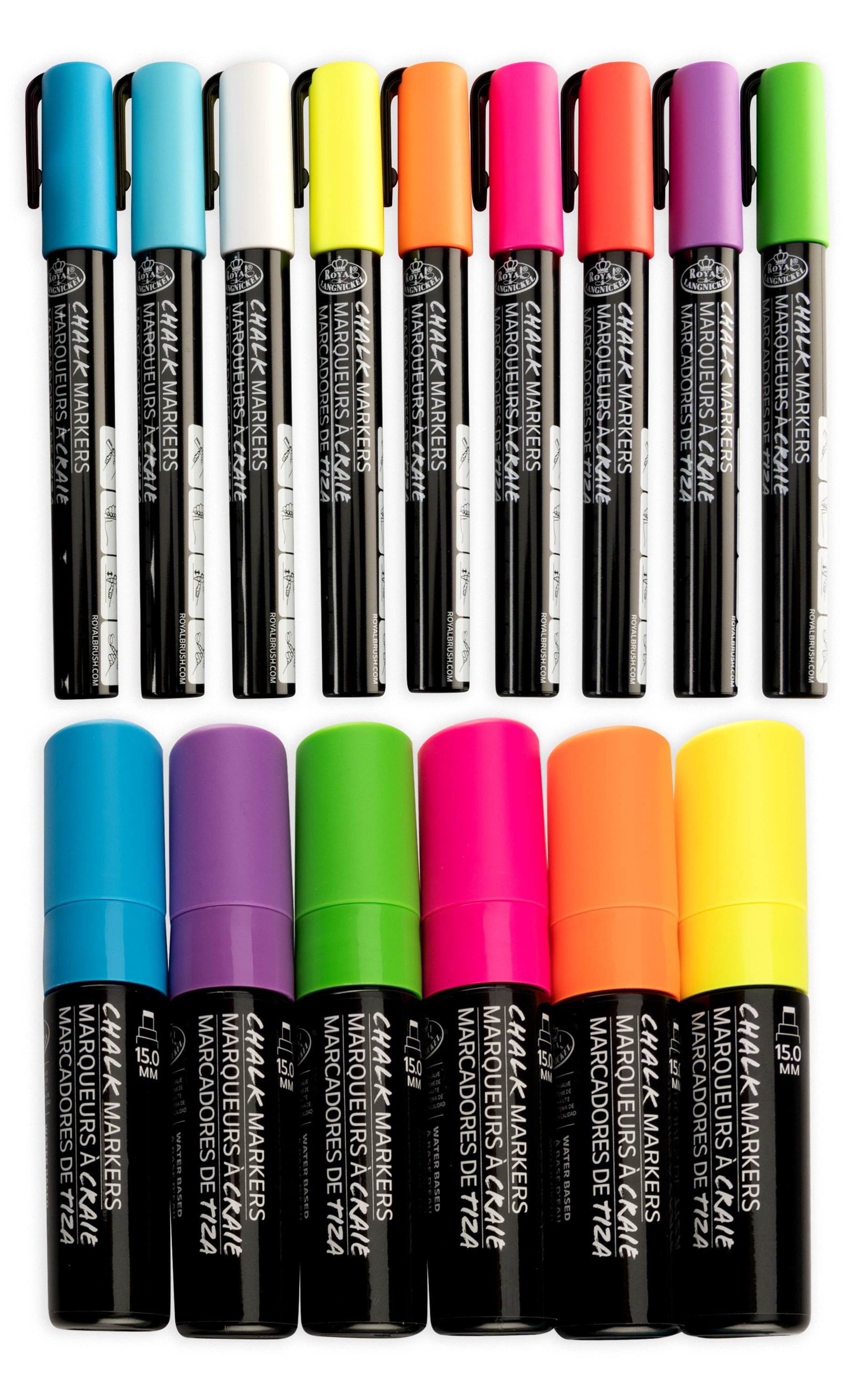 Royal & Langnickel - 15pc Neon Chalk Marker Variety Set, 2MM and 15MM