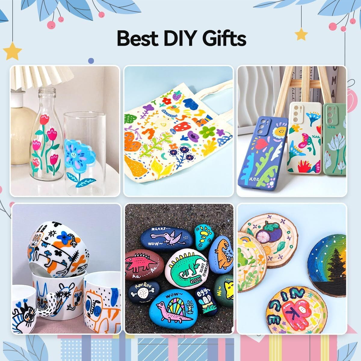 36 Count Acrylic Paint Markers Set with Dual Tip, Acrylic Paint Pens for Rock Painting, Ceramic, Wood, Canvas, Plastic, Glass, Stone, Calligraphy, Card Making, DIY Crafts