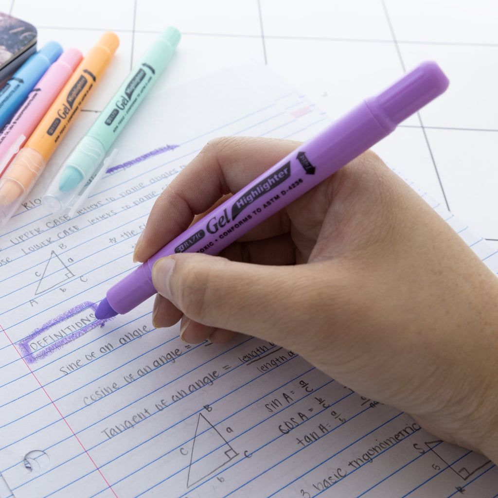 BAZIC Highlighter Gel Pen Bible Highlighter, No Bleed Pastel Highlighting Coloring Pen (5/Pack), 12-Packs