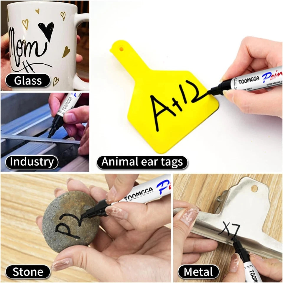 1Pcs Black Permanent Paint Pens Oil-Based Markers For Rock Metal Wood Plastic