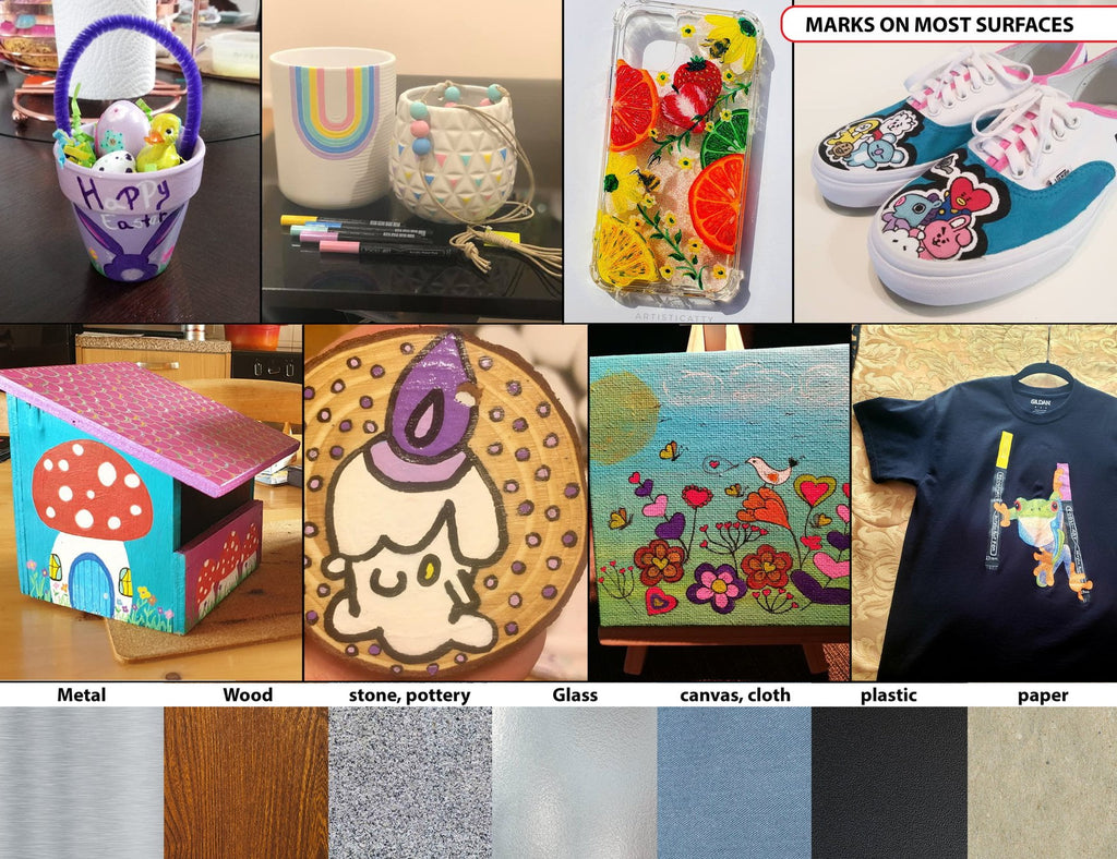 TOOLI-ART Black and White Acrylic Paint Pens with 0.7mm  and 3.0mm tip Markers Set of 21