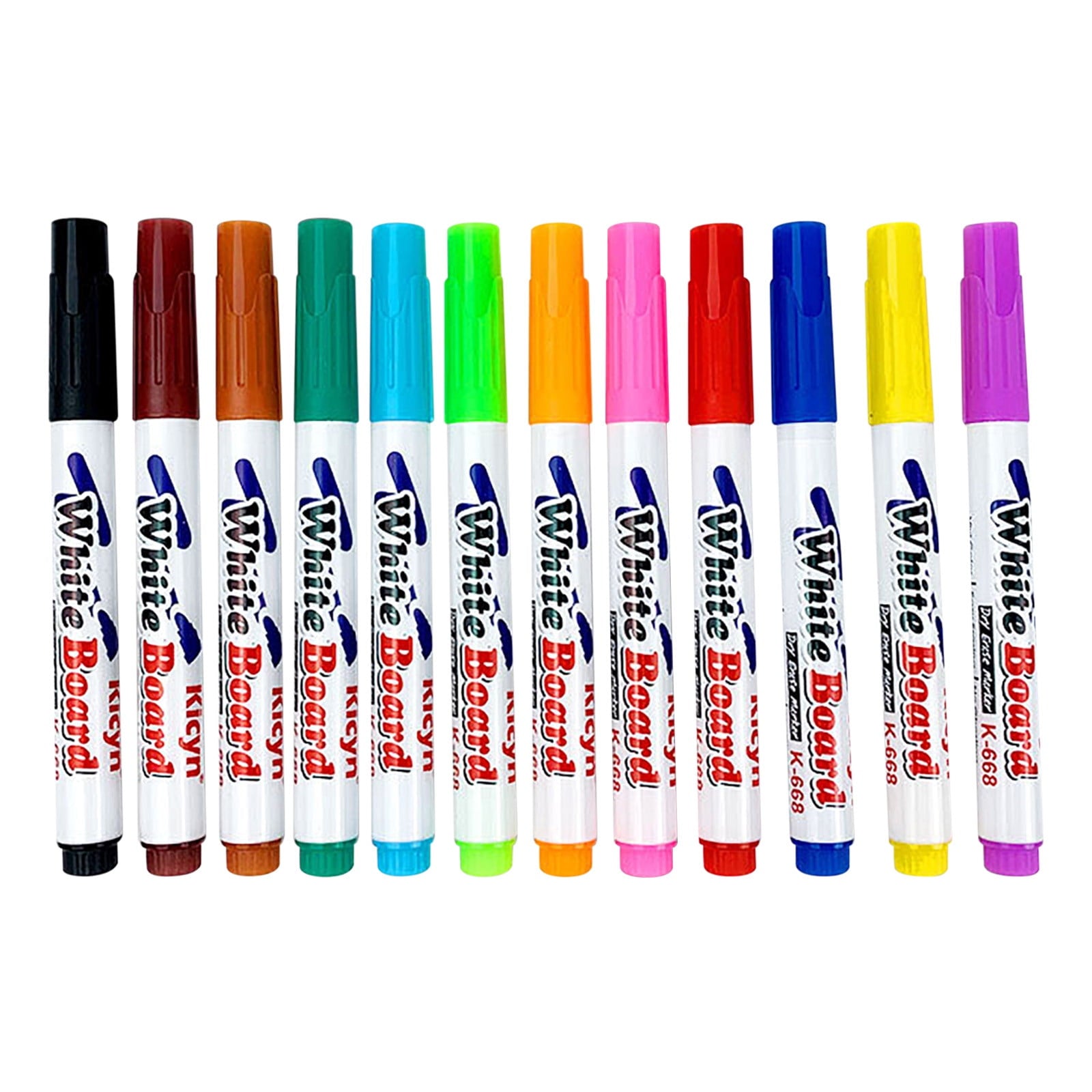 Teissuly Magnetic Dry Wipe Pens Dry Erase Markers With Eraser Cap Low Odor Fine Tip Whiteboard Pens Pack of 12,12 Colors