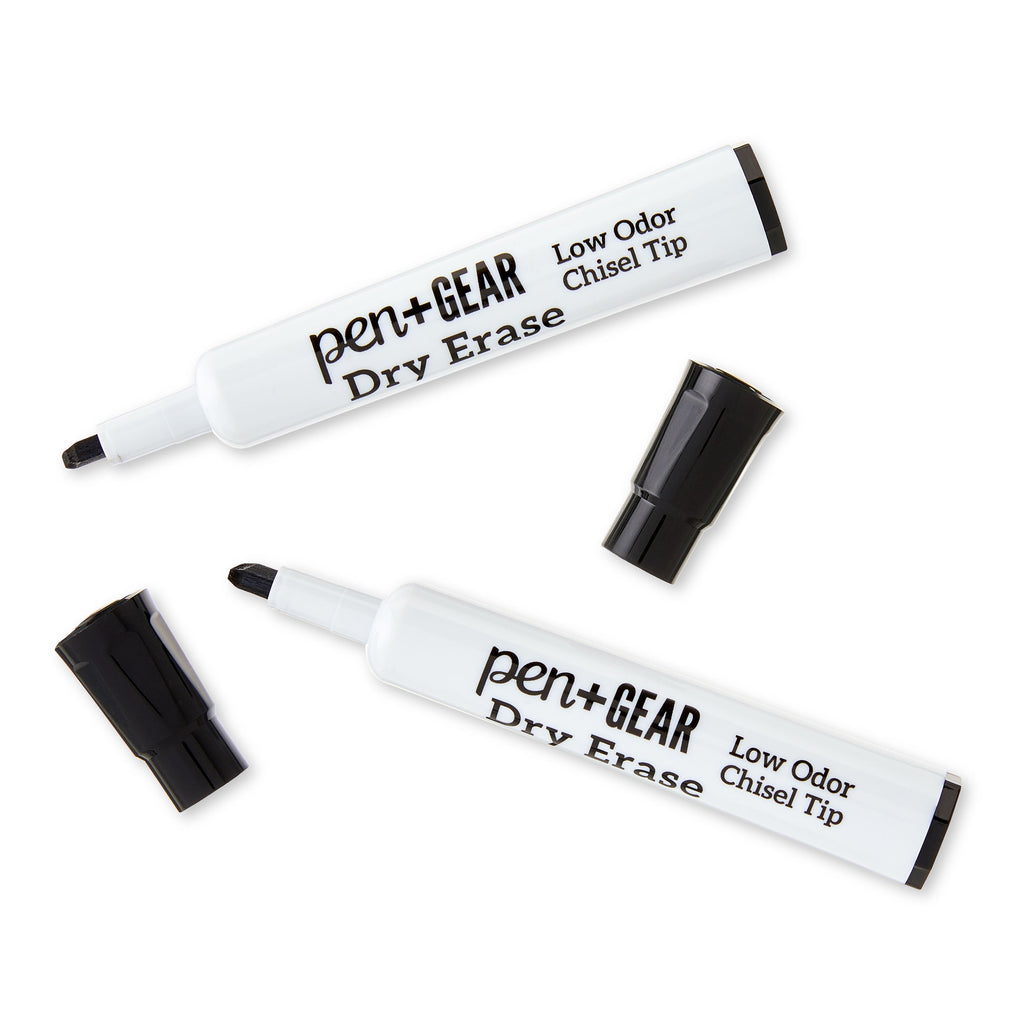 Pen+Gear Dry Erase Markers, Chisel Tip, Black Ink, 4 Count