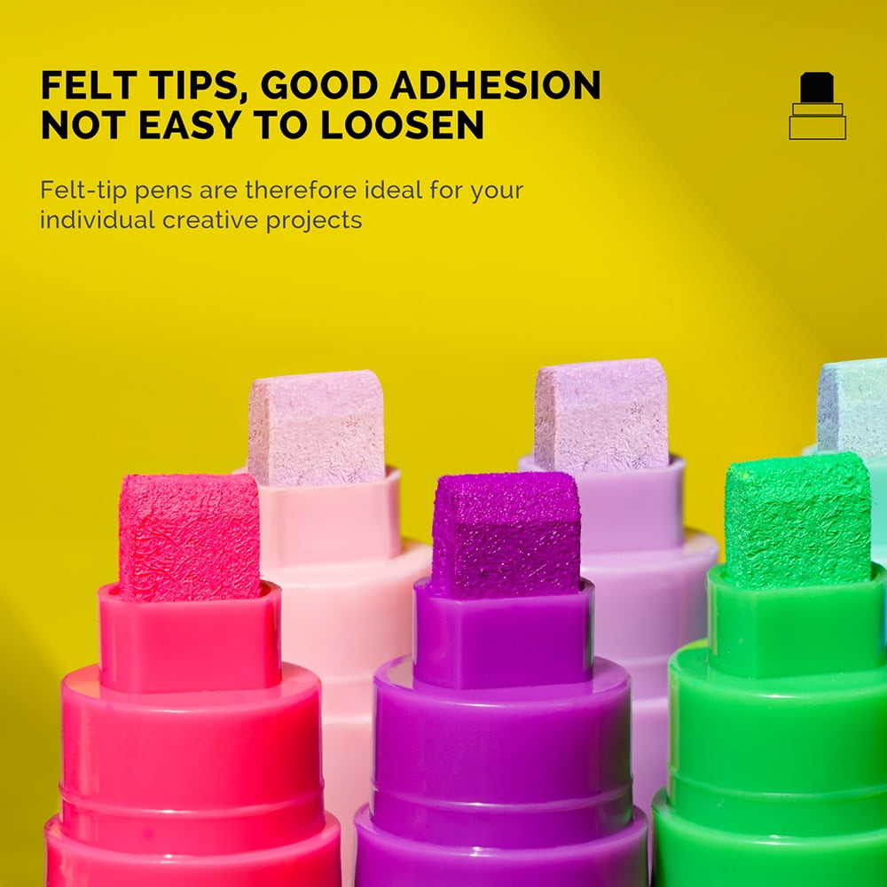 Arrtx Acrylic Paint Markers, 10mm Felt Tip Jumbo Markers, 12 Pack Colored Graffiti Markers