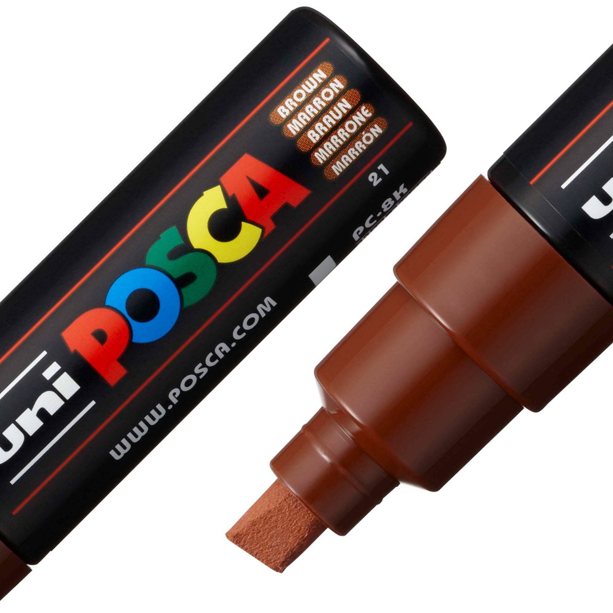 Uni POSCA PC-8K Water-Based Markers, Broad Tip (8mm), Assorted Ink Colors, 15 Count