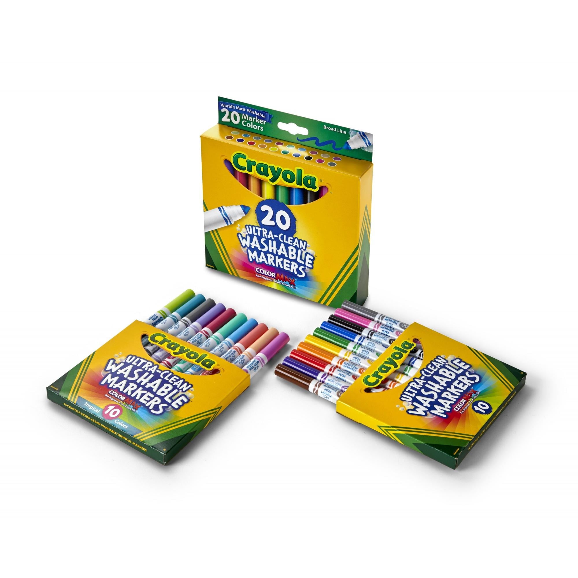 Crayola Ultra-Clean Washable Broad Line Markers, 20 Ct, Back to School Supplies, Classic Colors, Classroom Must Haves