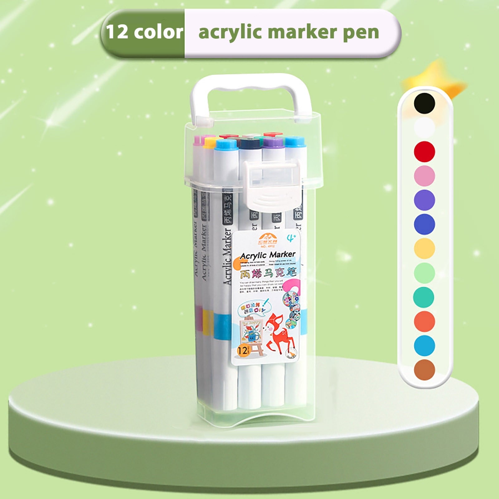 Acrylic Marker For 's Large Capacity Washable Non-permeable Watercolor Pen Art 24 Colors Can Be Stacked 60ml
