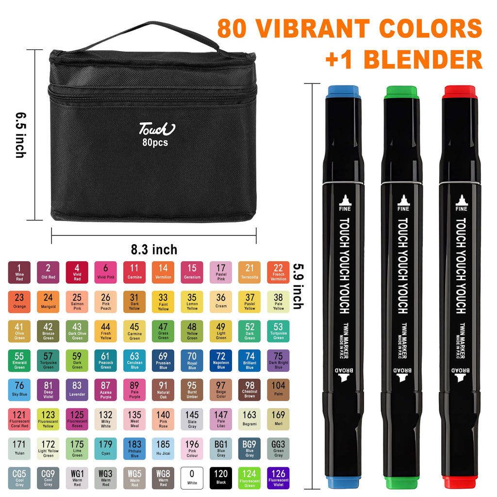 VACHAN SPORTS 80pcs alcohol markers set, double headed art markers