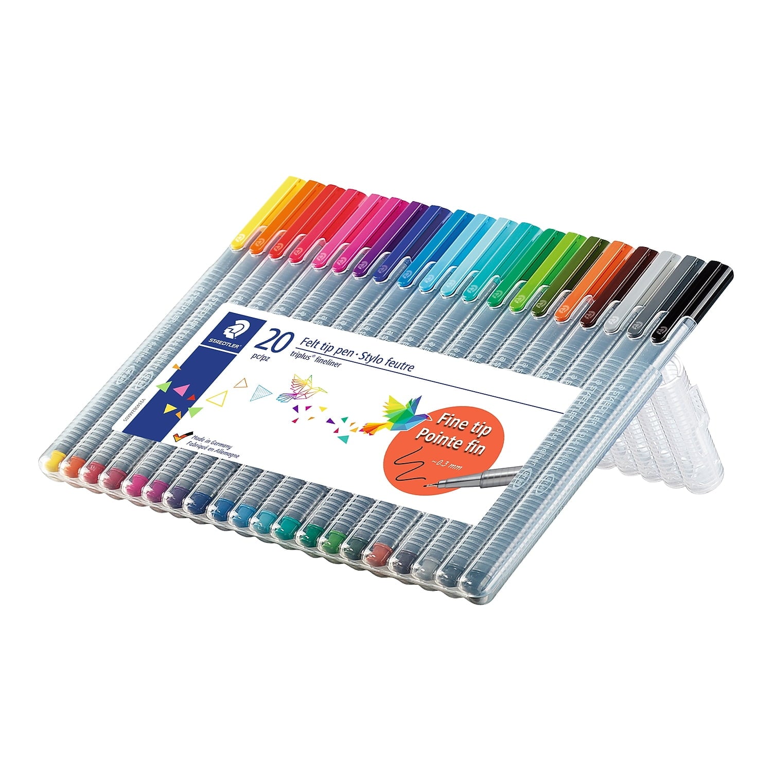 Staedtler triplus Fineliner Marker, Super Fine, Water-Based, 20 Color Set