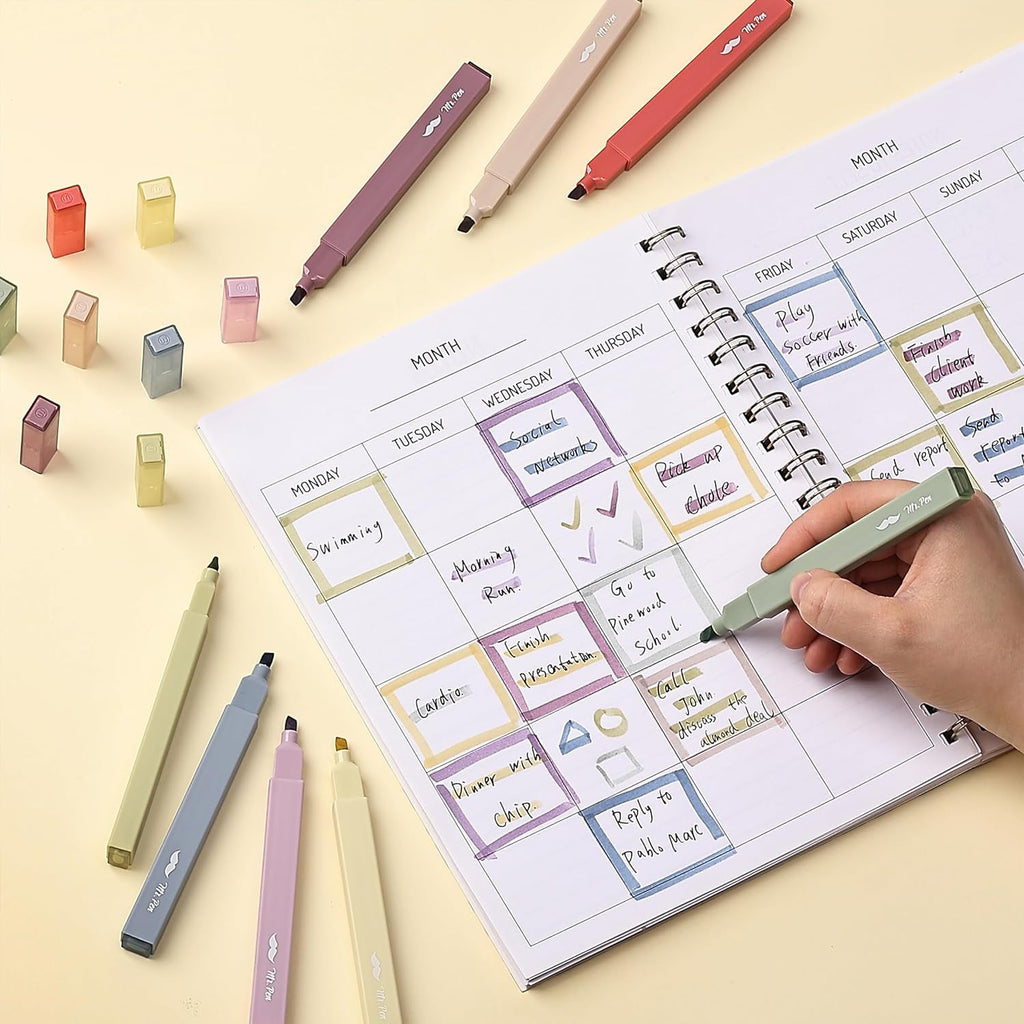 Mr. Pen- Aesthetic Highlighters, 8 Pcs, Chisel Tip, Muted Pastel Color