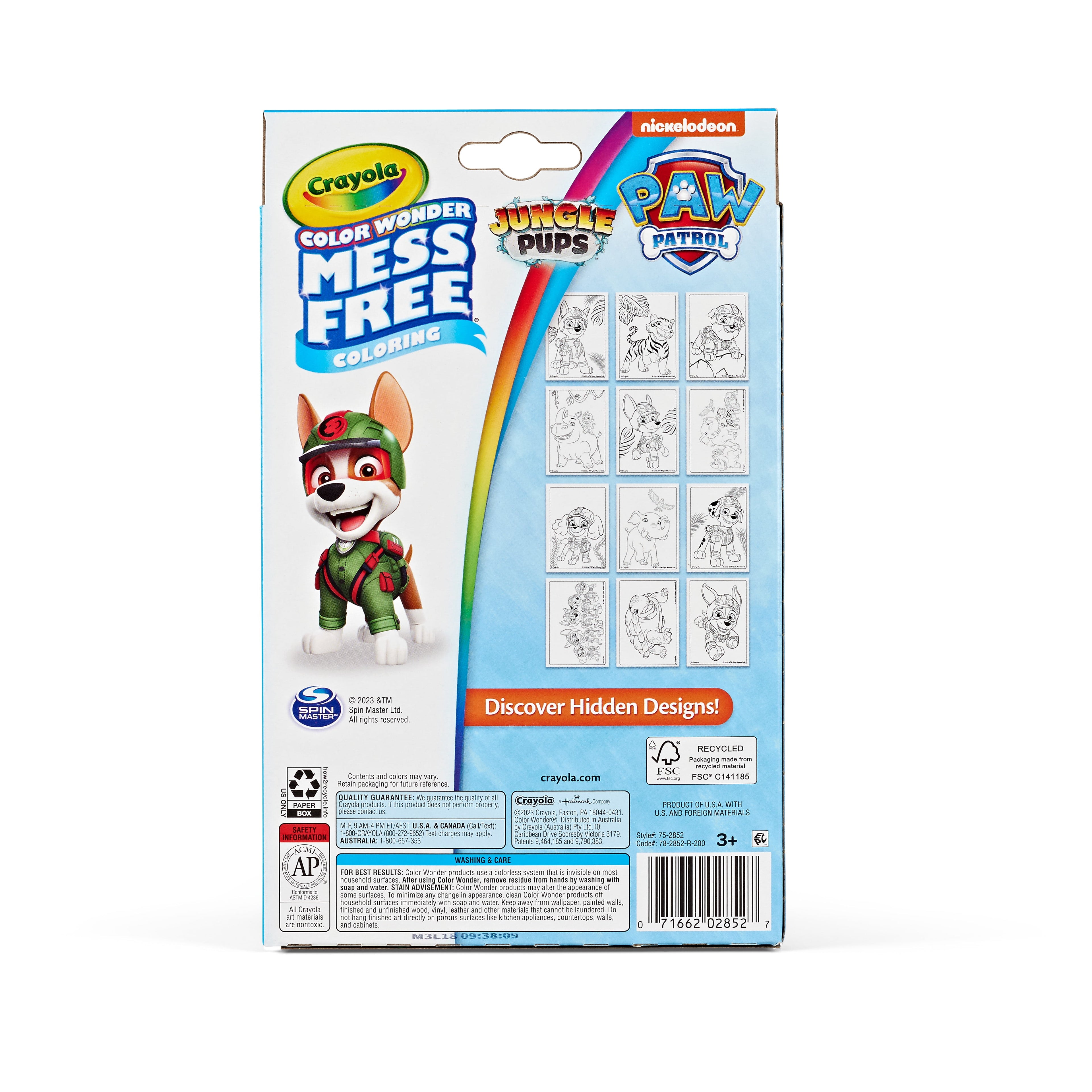 Crayola Color Wonder Paw Patrol Mini Box Set, 12 Coloring Pages & 4 Mess Free Markers, Gifts for Toddlers 3+