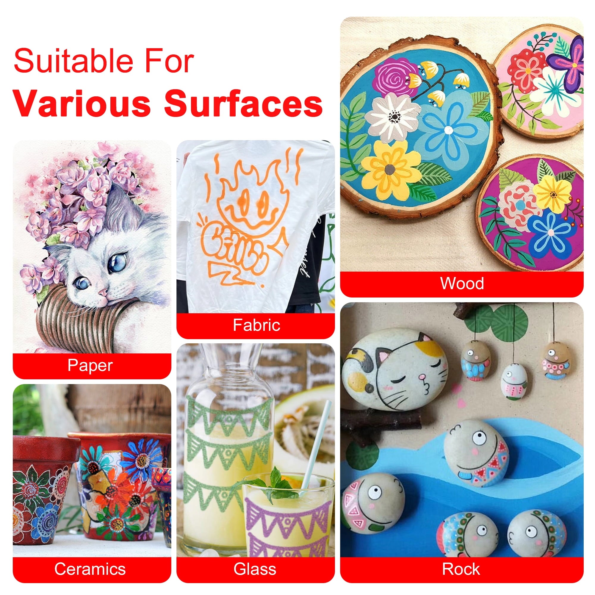 BUSATIA 48 Colors Paint Markers Acrylic Paint Pens, Dual Tip with Brush Tip and Fine Tip, Art Supplies for Rock Painting, Wood, Canvas, Stone, Glass, DIY Crafts Making Drawing Kit with Bag