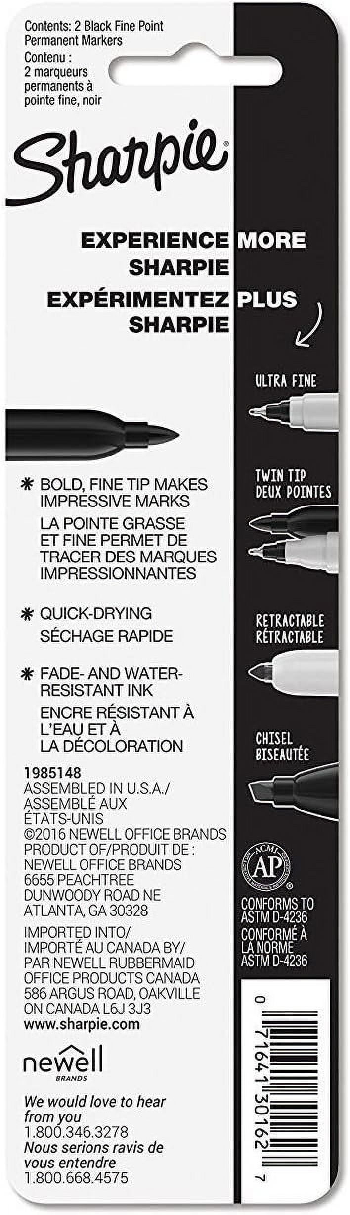Sharpie 30162PP Fine Point Permanent Markers, Black, Permanent Ink, Ink Dries Quickly and Resists Both Fading and Water, Blister of 2 Markers, Pack of 3 Blisters, 6 Markers Total
