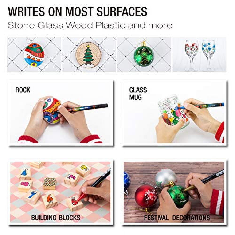 ZEYAR White and Black Acrylic Paint pen, Water Based, Set of 7, Extra Fine Point, Great for Rock Painting, Ceramic, Glass, Wood and smooth surfaces, Opaque ink