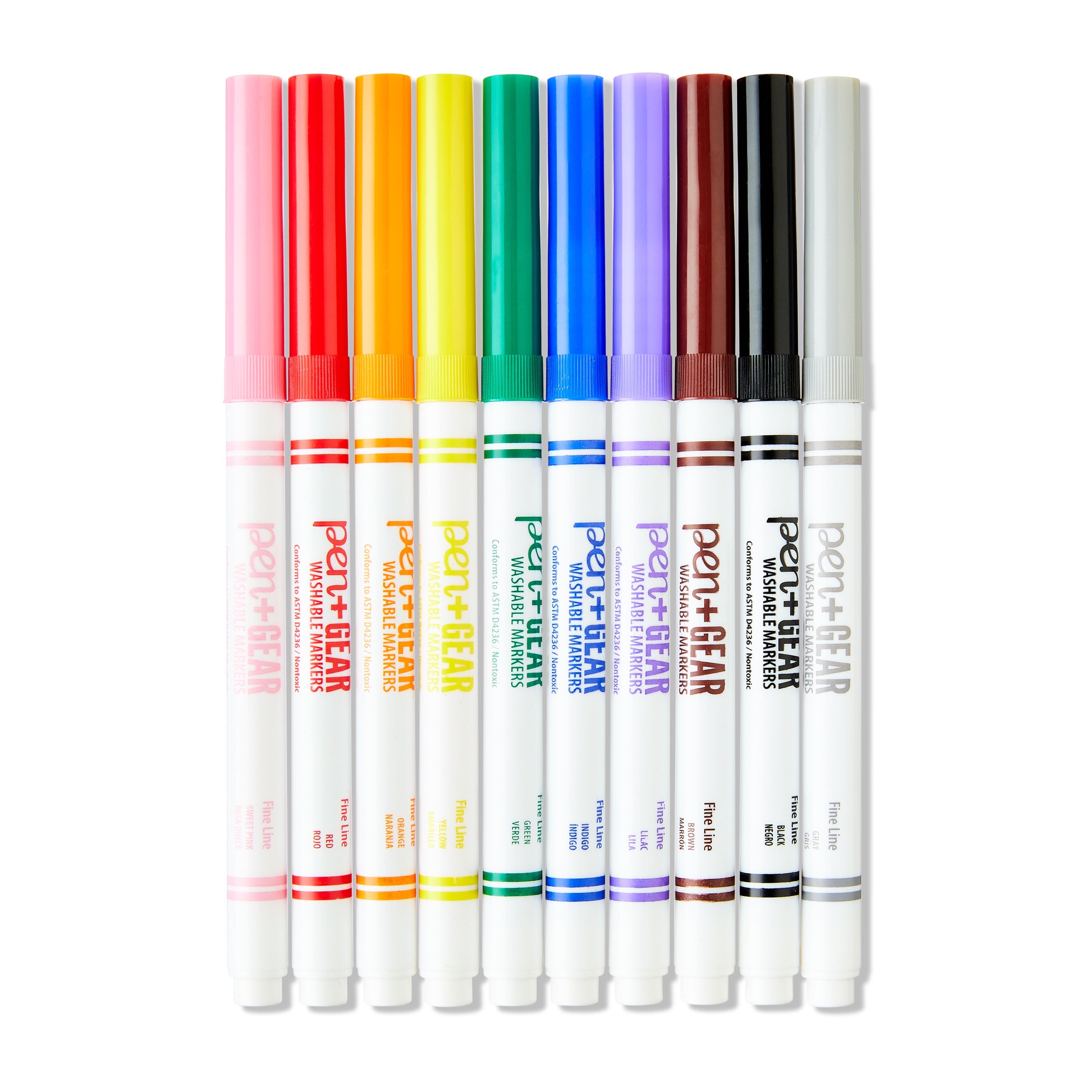 Pen+Gear Fine Line Classic Markers, Assorted Colors, 10 Count