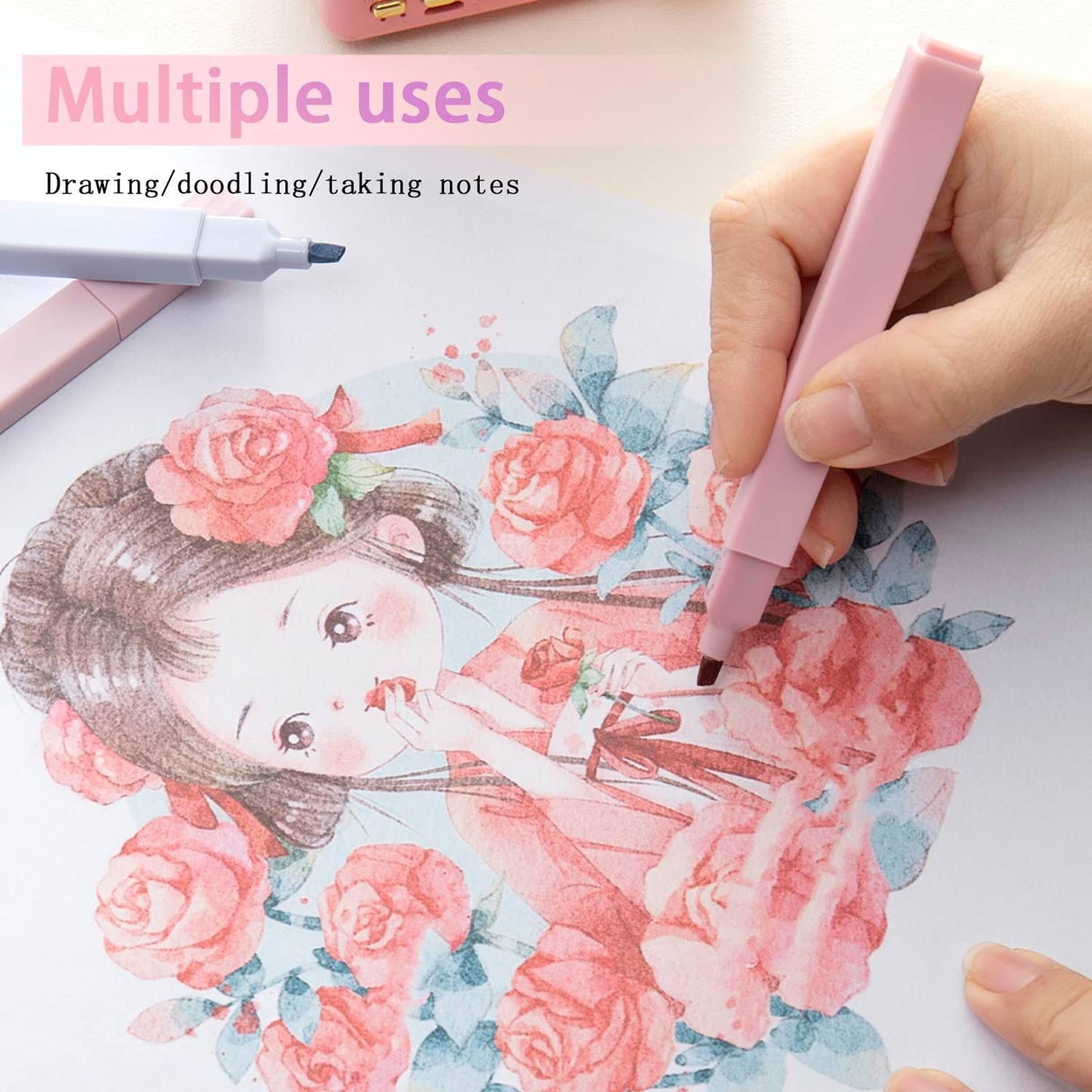 AQITTI 12Pcs Highlighters Aesthetic Pastel Highlighter&Single Double Headed Suit Set with Soft Pen Tip Highlighters and Pens No (Multicolor) 1Ml