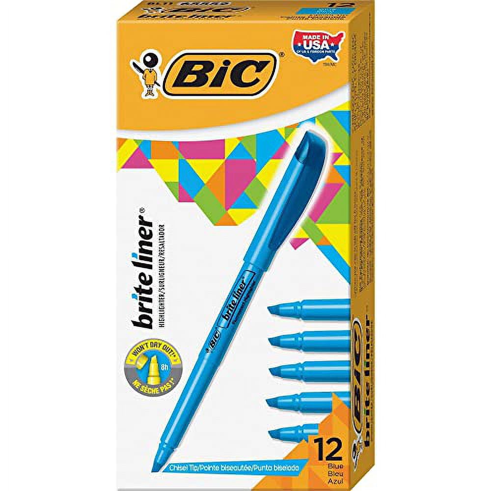 BIC® Brite Liner® Highlighters, Blue, Box Of 12